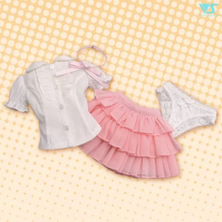 Ruffle Blouse Set (White / Pink)