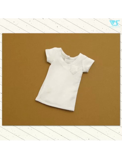 Chest Pocket V-Neck T-Shirt / Mini (White)