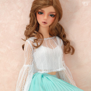 See-through Blouse & Pleated Skirt Set