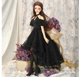 SD16 Long Back Dress Black – Elegant Outfit for Dollfie Dream | Papattes Store